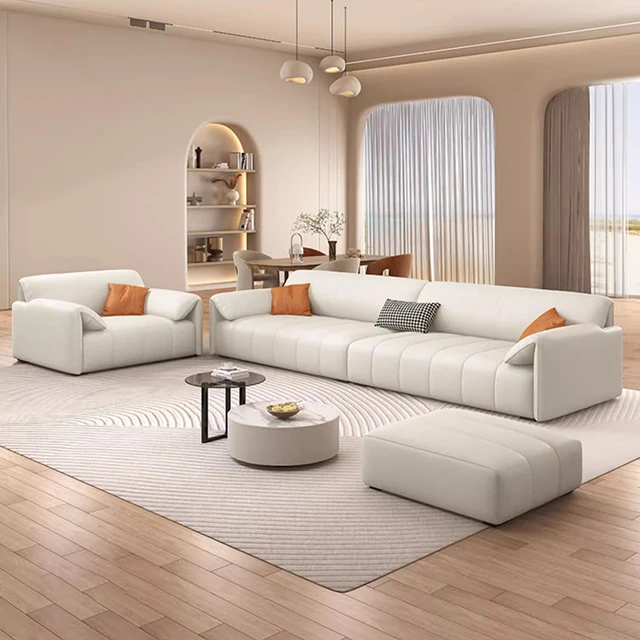 white leather sofa