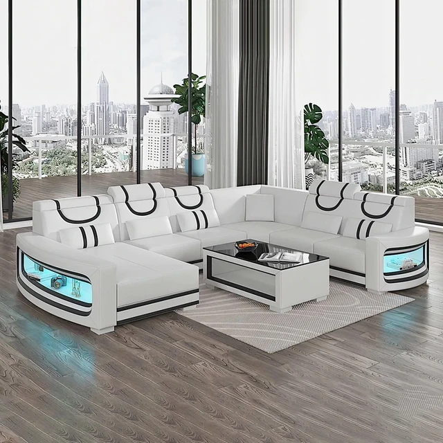 white leather sofa