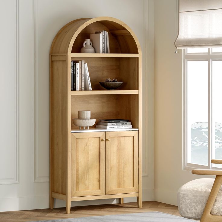 curved bookcase