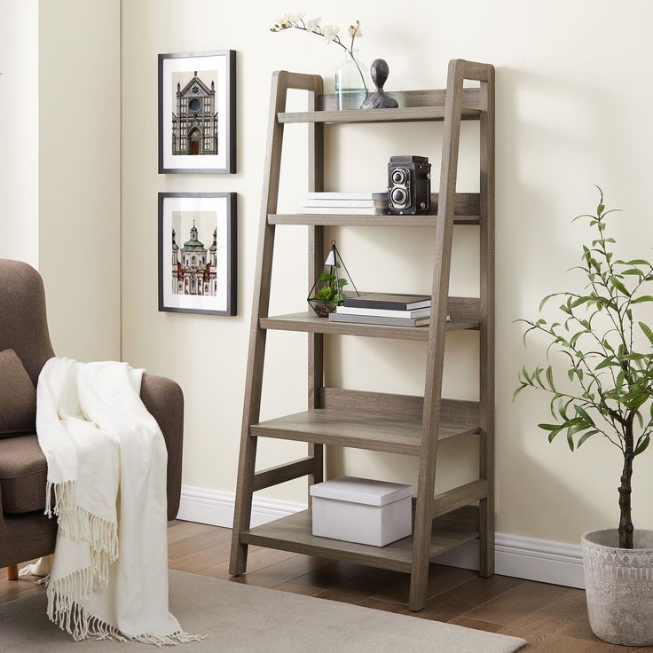 leaning bookcase