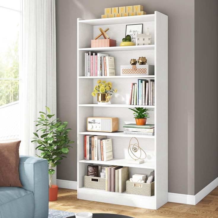 tall white bookcase