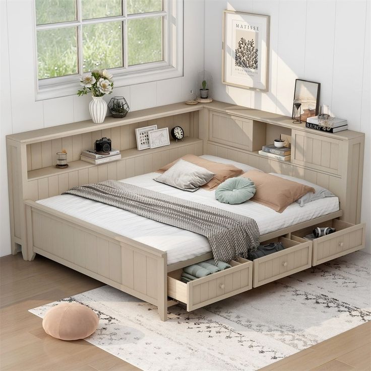 twin bed with built-in storage