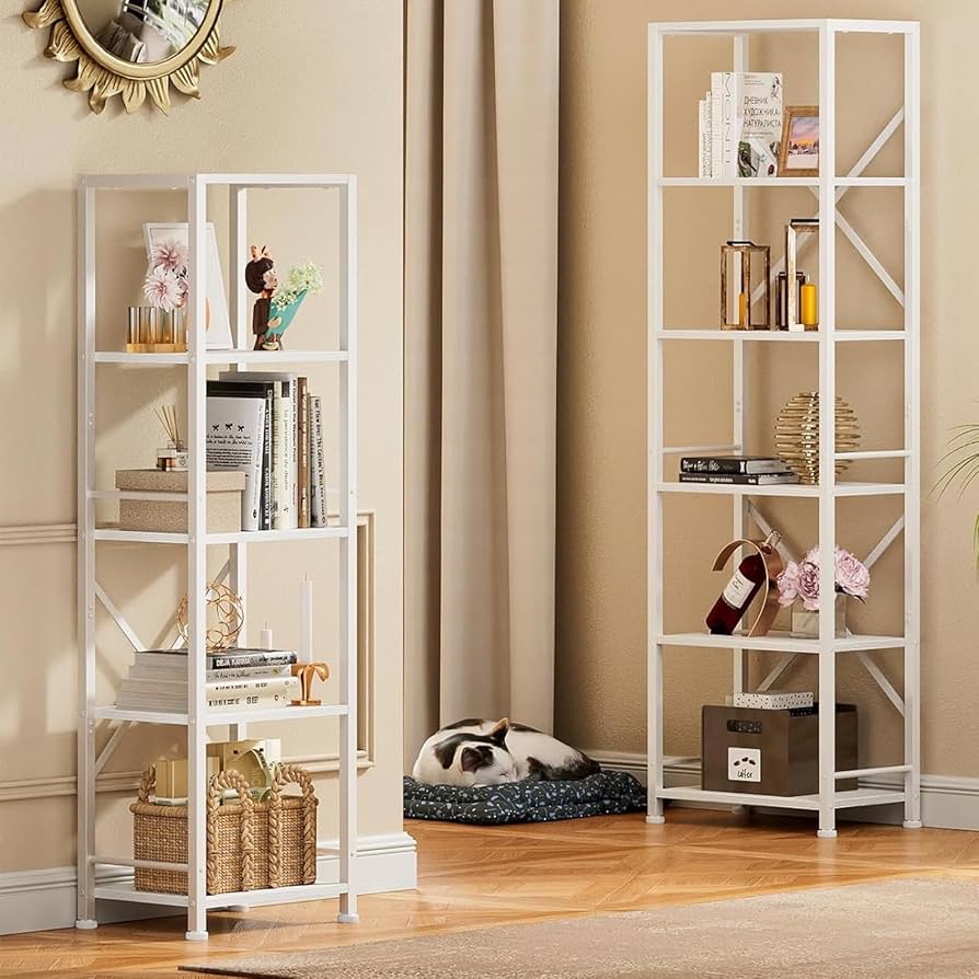 white tall bookcase